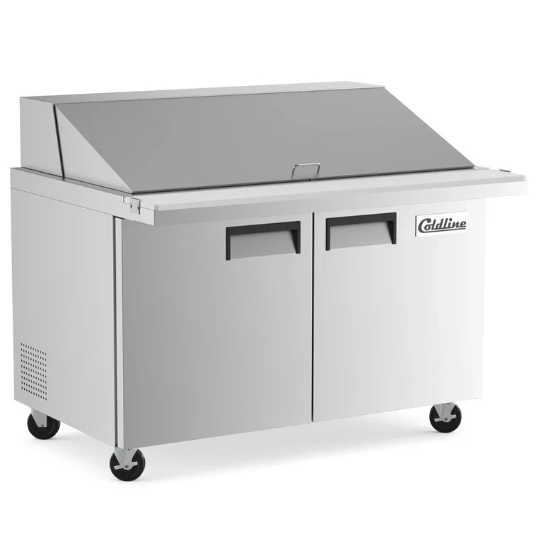 Coldline SMP48 Coldline SMP48 48" Two Door Mega Top Bain Marie Sandwich Prep Refrigerator - 18 Pans commercial restaurant equ