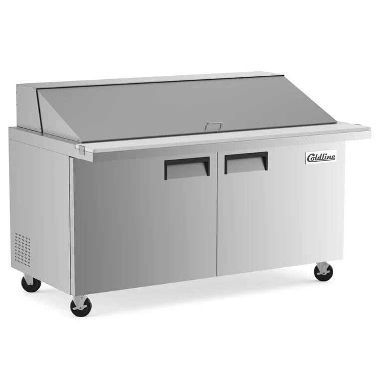 Coldline SMP60 Coldline SMP60 60" Two Door Mega Top Bain Marie Sandwich Prep Refrigerator - 24 Pans commercial restaurant equ