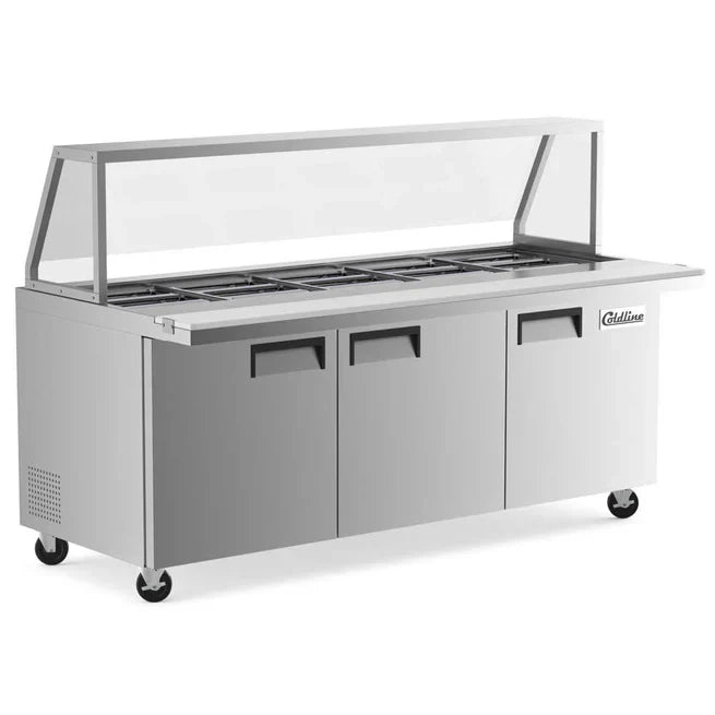Coldline SP72 Coldline SP72 71" Bain Marie Sandwich Prep Refrigerator - 18 Pans commercial restaurant equipment