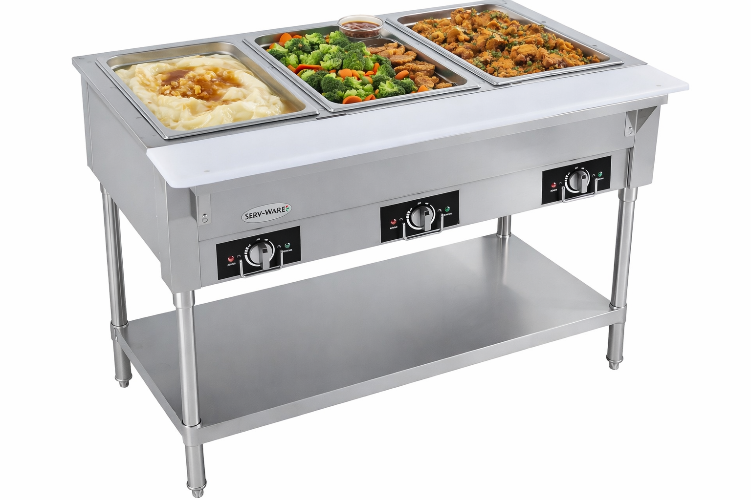 Serv-Ware EST3-1 3-bay open well steam table stainless steel