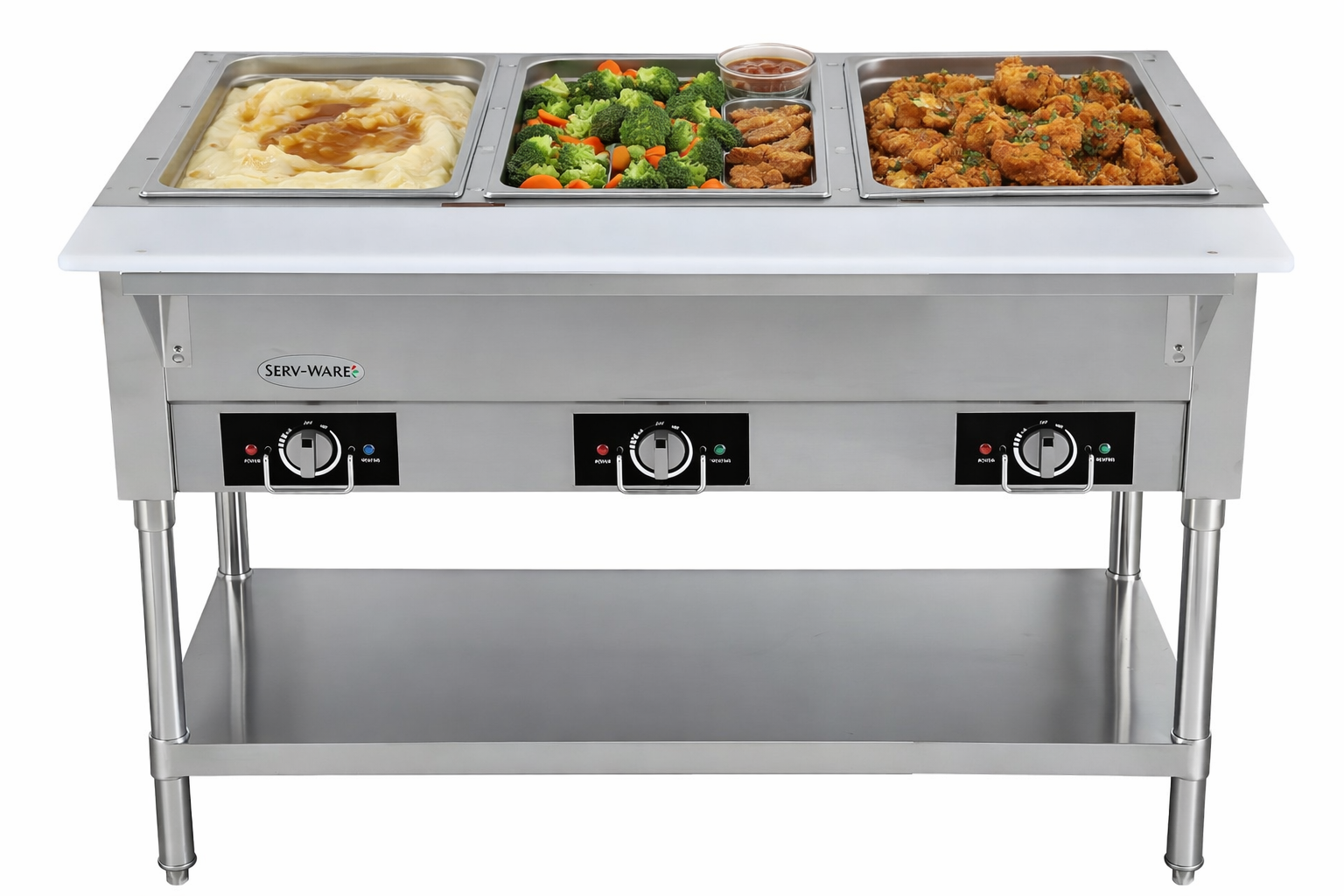 Serv-Ware EST3-1 hot food steam table for cafeteria and buffet service