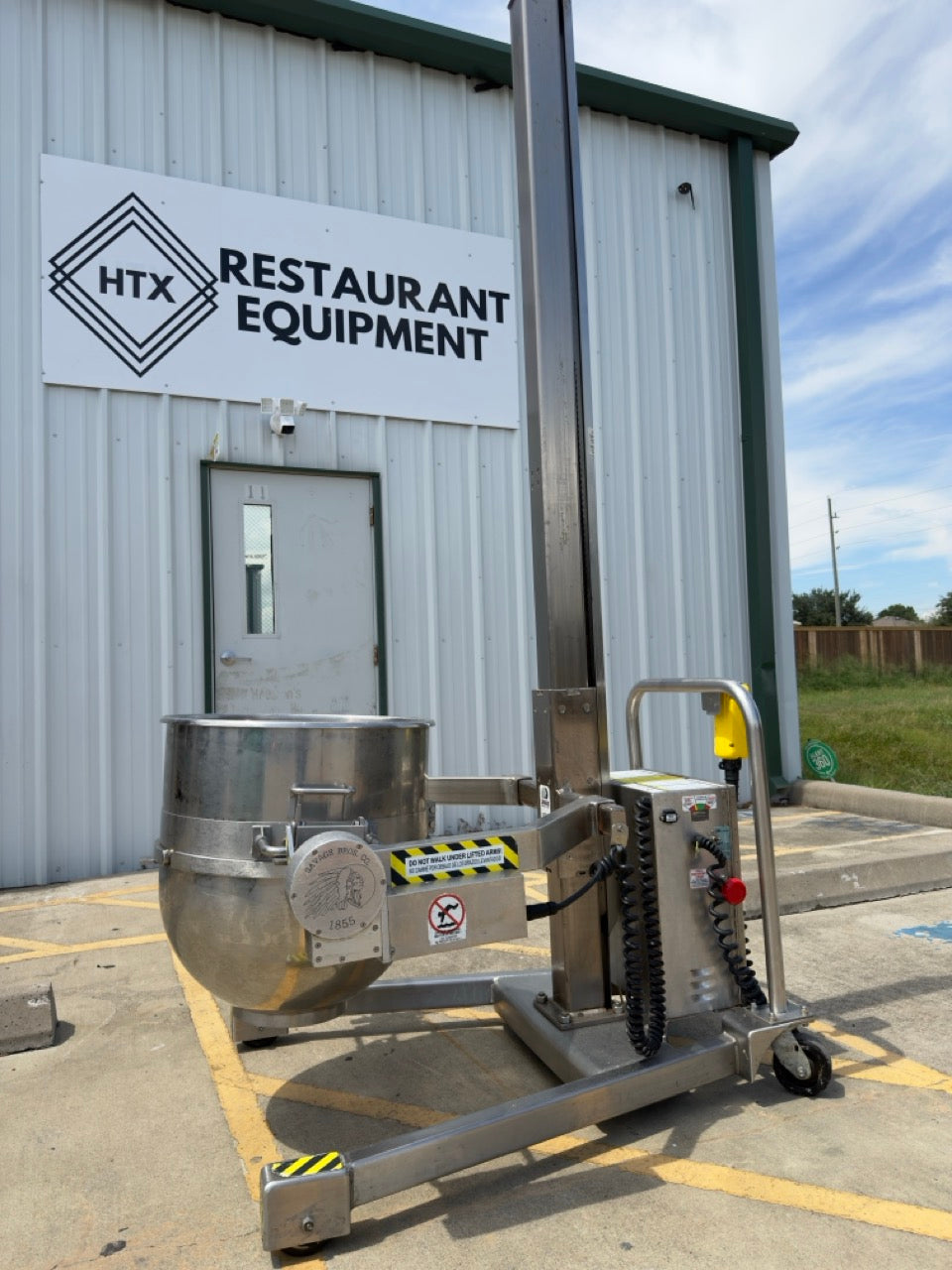 Used Savage Bros 0712SS LifTILTruk Model C hydraulic mixer bowl and kettle lift with powered tilt
