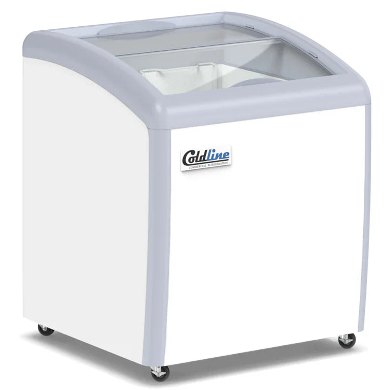 Coldline XS160 Coldline XS160 26" Curved Glass Top Ice Cream Freezer with LED | 6 Cu. Ft. commercial restaurant equipment