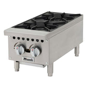 Migali C-HP-2B-12 12" Countertop Gas Hotplate w/ (2) Burners, Manual Controls, 50.000 BTU