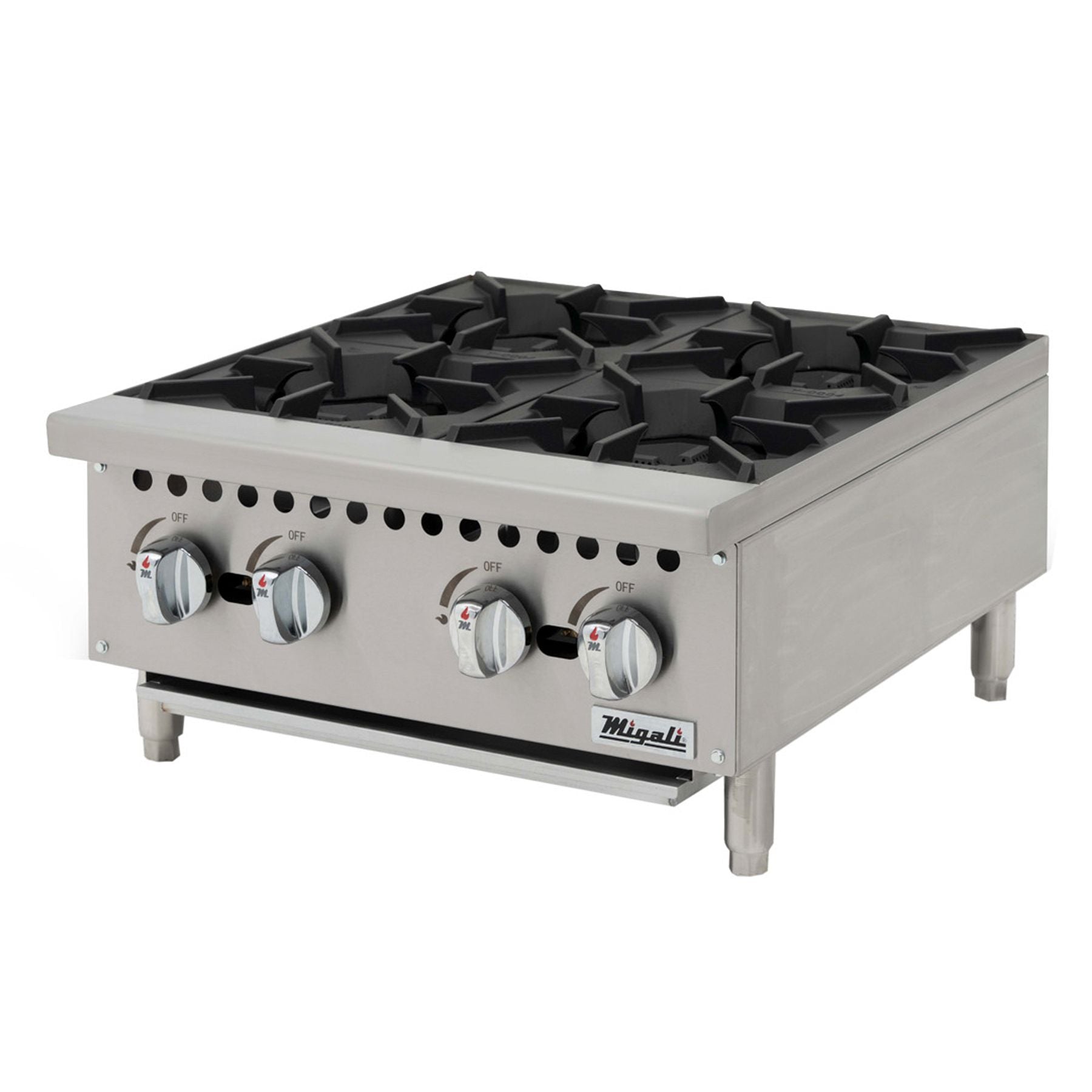 Migali C-HP-4B-24 24" Countertop Gas Hotplate w/ (4) Burners, Manual Controls, 100.000 BTU