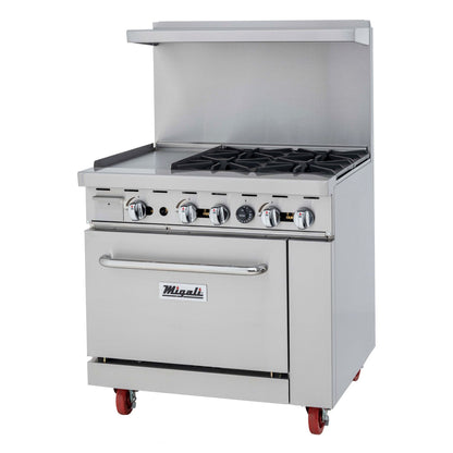 Migali C-RO4B-12GL-LP 36" 4 Burner LP Gas Range w/ 12" Griddle, Standard Oven, 140.000 BTU