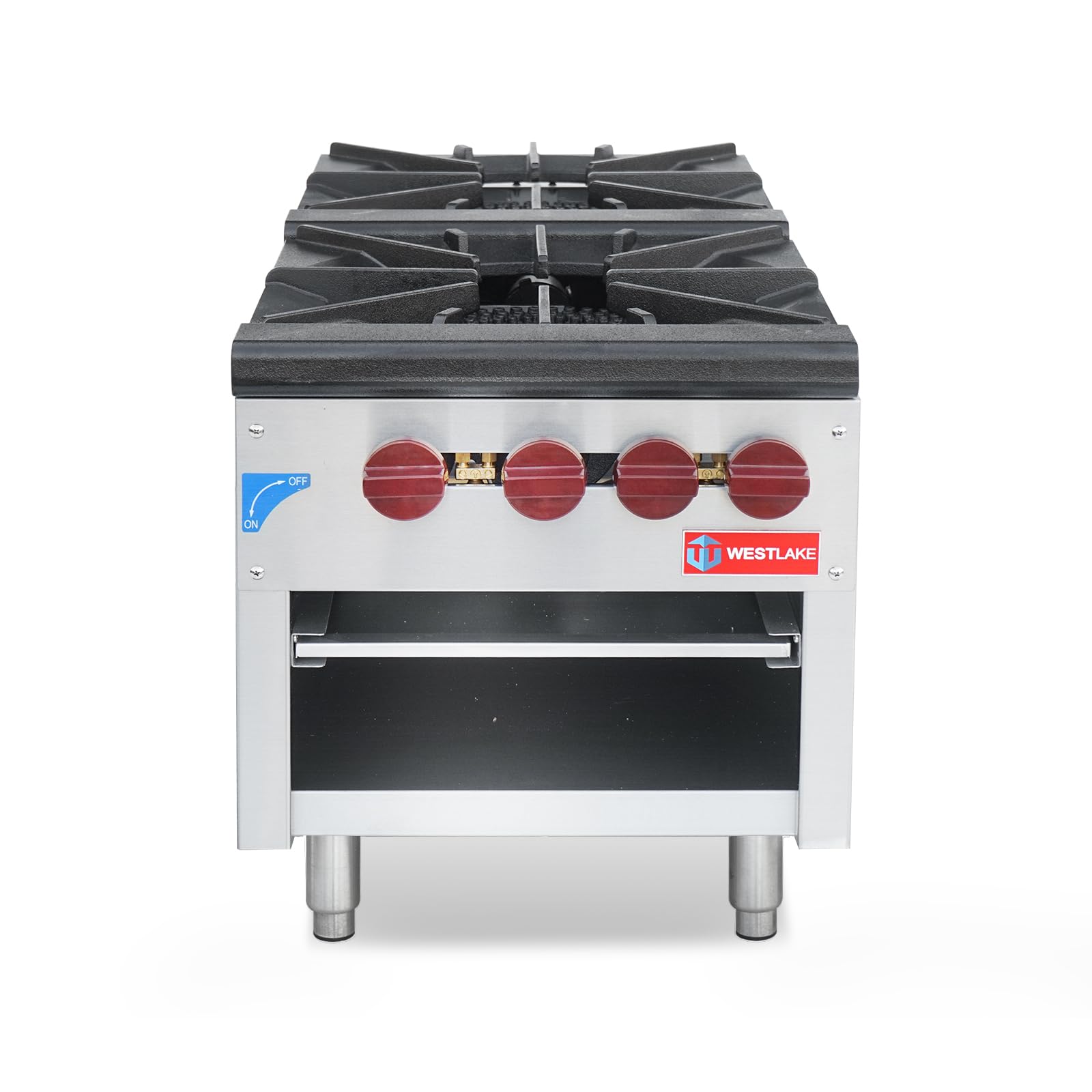 Commercial Stock Pot Range, WESTLAKE 18" Countertop Gas Stock Pot Burner, 2 Burner Stock Pot Stove - 160000 BTU