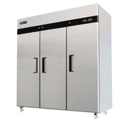 Migali C-3R-HC 77" Three Section Reach-In Refrigerator w/ 3 Solid Doors, Top Mount, 65 cu. ft.