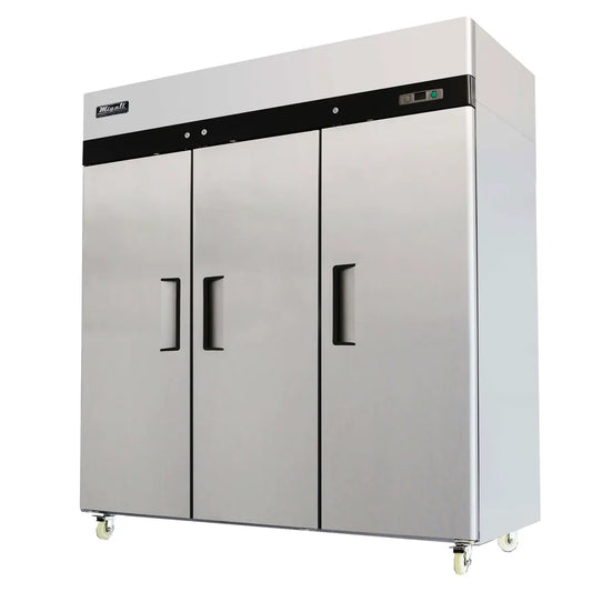 Migali C-3R-HC 77" Three Section Reach-In Refrigerator w/ 3 Solid Doors, Top Mount, 65 cu. ft.
