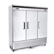 Migali C-3RB-HC 81" Three Section Reach-In Refrigerator w/ 3 Solid Doors, Bottom Mount, 68 cu. ft.