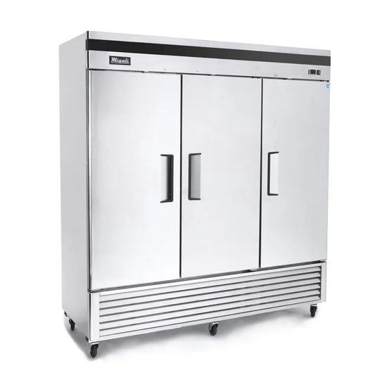 Migali C-3RB-HC 81" Three Section Reach-In Refrigerator w/ 3 Solid Doors, Bottom Mount, 68 cu. ft.