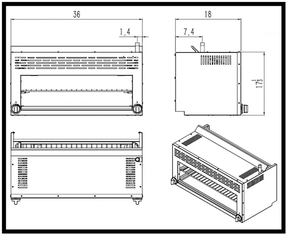 Migali C-CM-36-LP 36" LP Gas Infrared Cheesemelter w/ (2) Burners, 43.000 BTU