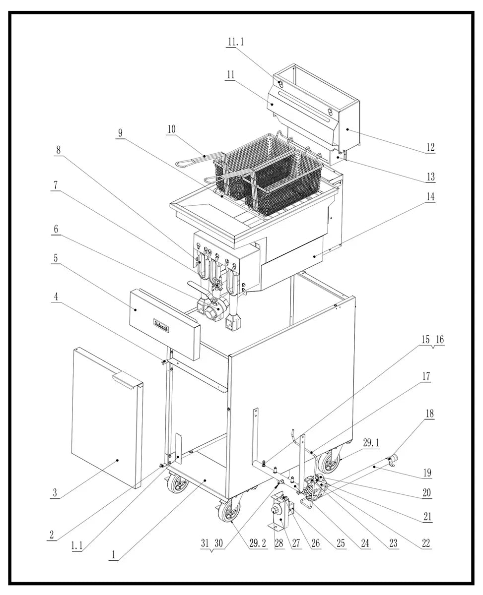 Migali C-F75-LP 21" Floor Model LP Gas Full Pot Fryer w/ 75 lbs, 5 Burners, 150.000 BTU