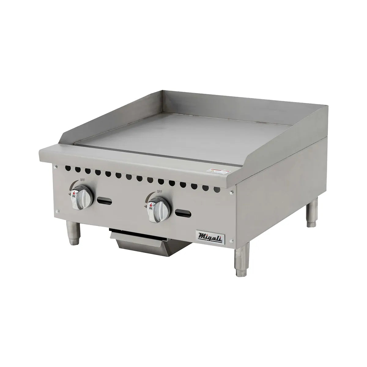 Migali C-G24 24" Countertop Manual Gas Griddle, 3/4" Smooth Steel Plate, 60.000 BTU