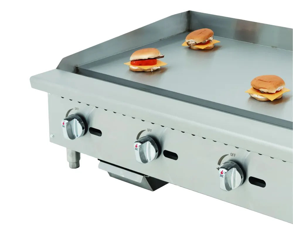 Migali C-G36 36" Countertop Manual Gas Griddle, 3/4" Smooth Steel Plate, 90.000 BTU