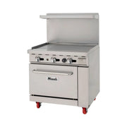 Migali C-RO-36G-NG 36" Gas Restaurant Range w/ 36" Full Griddle, Standard Oven, 102.000 BTU
