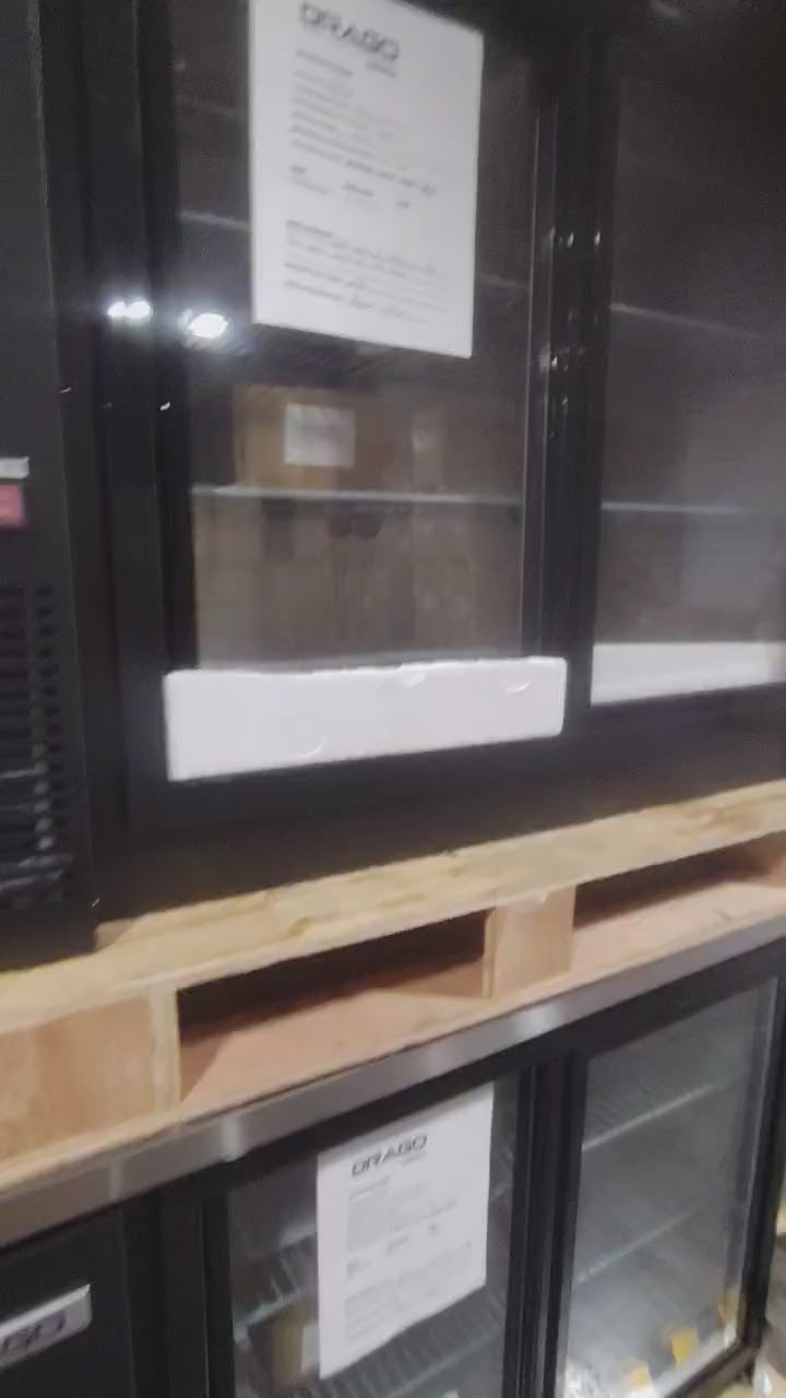 Load video: Drago DRBB48GS 48.9" Sliding Glass Door Back Bar Cooler – 12 Cu. Ft.
