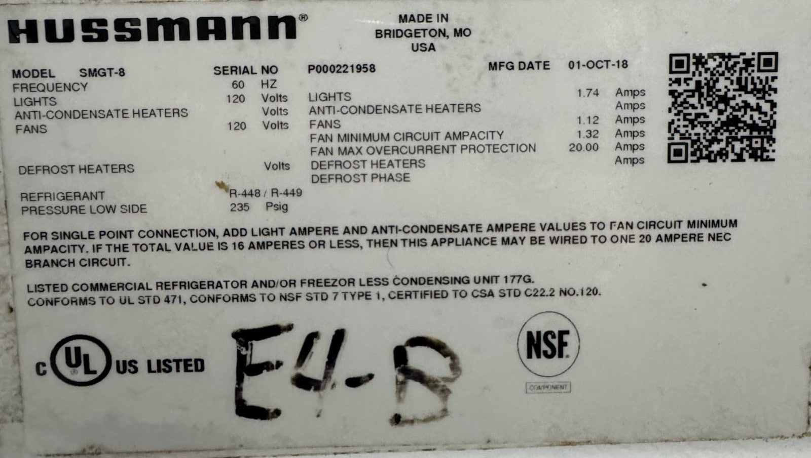 Hussmann meat case 16 ft run Gravity coil for Red Meat