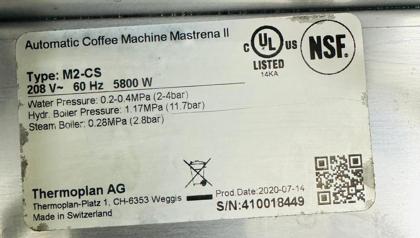 Starbucks Thermoplan Mastrena II 2 Espresso Machine 2020