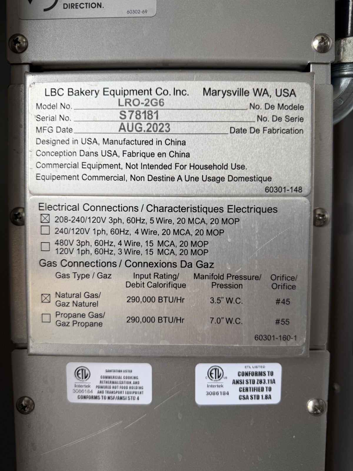 Used 2023 LBC LRO-2G6 Double Rack Natural Gas Rotating Oven – 290,000 BTU