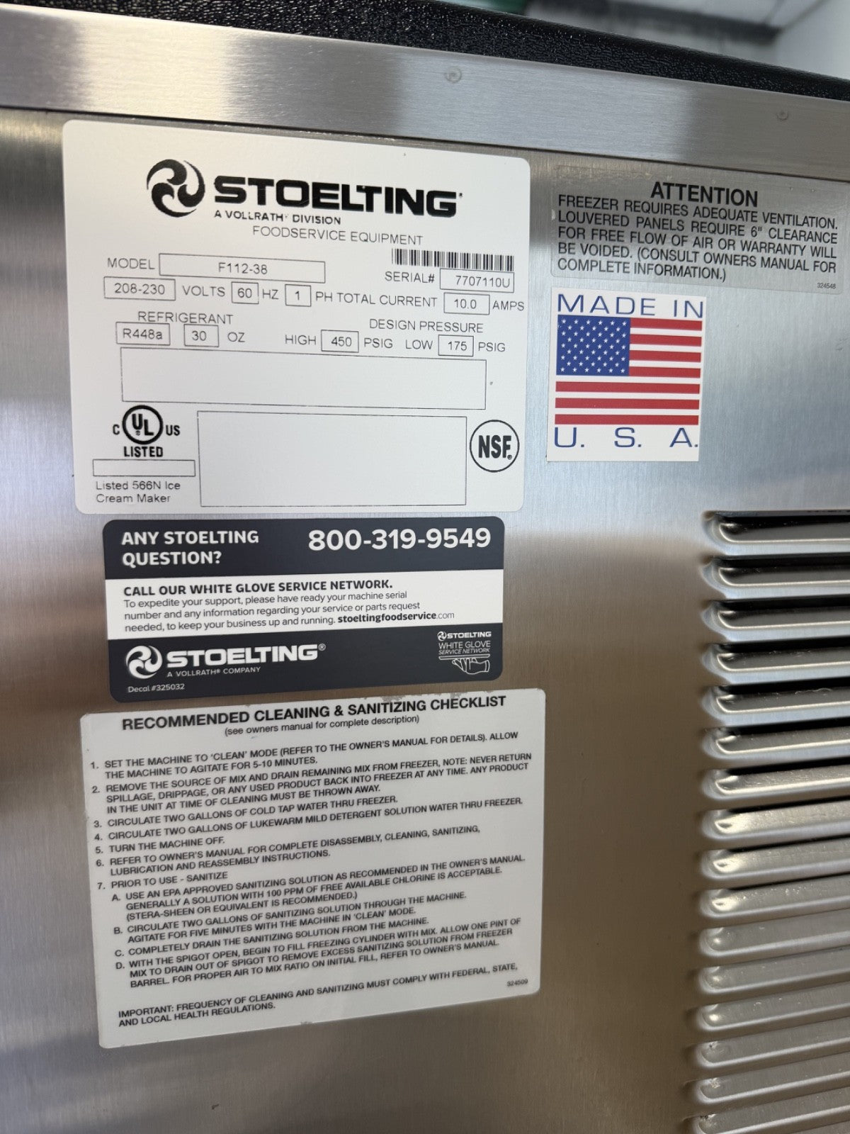Used 2024 Stoelting F112-38 Frozen Beverage Shake Slush Machine – 208/240V