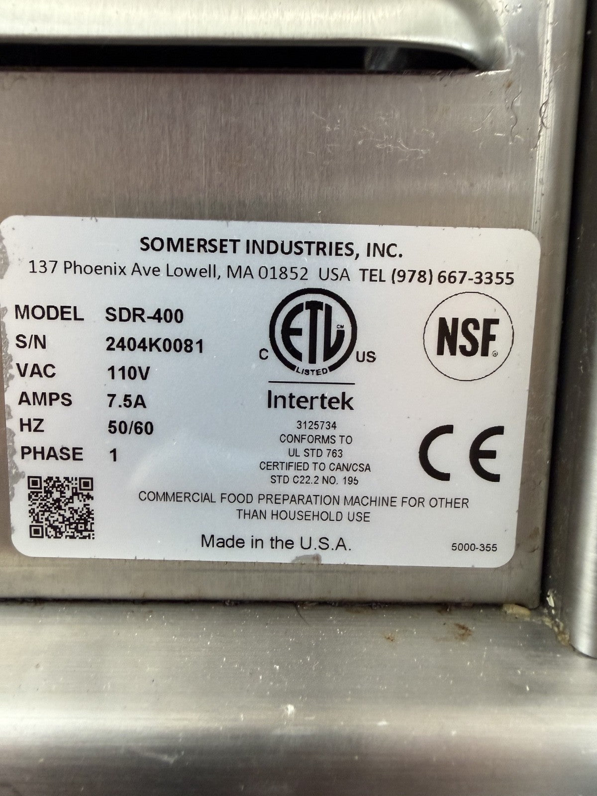 Somerset SDR-400T 1-36 oz. Dough Rounder with table 120v 2024
