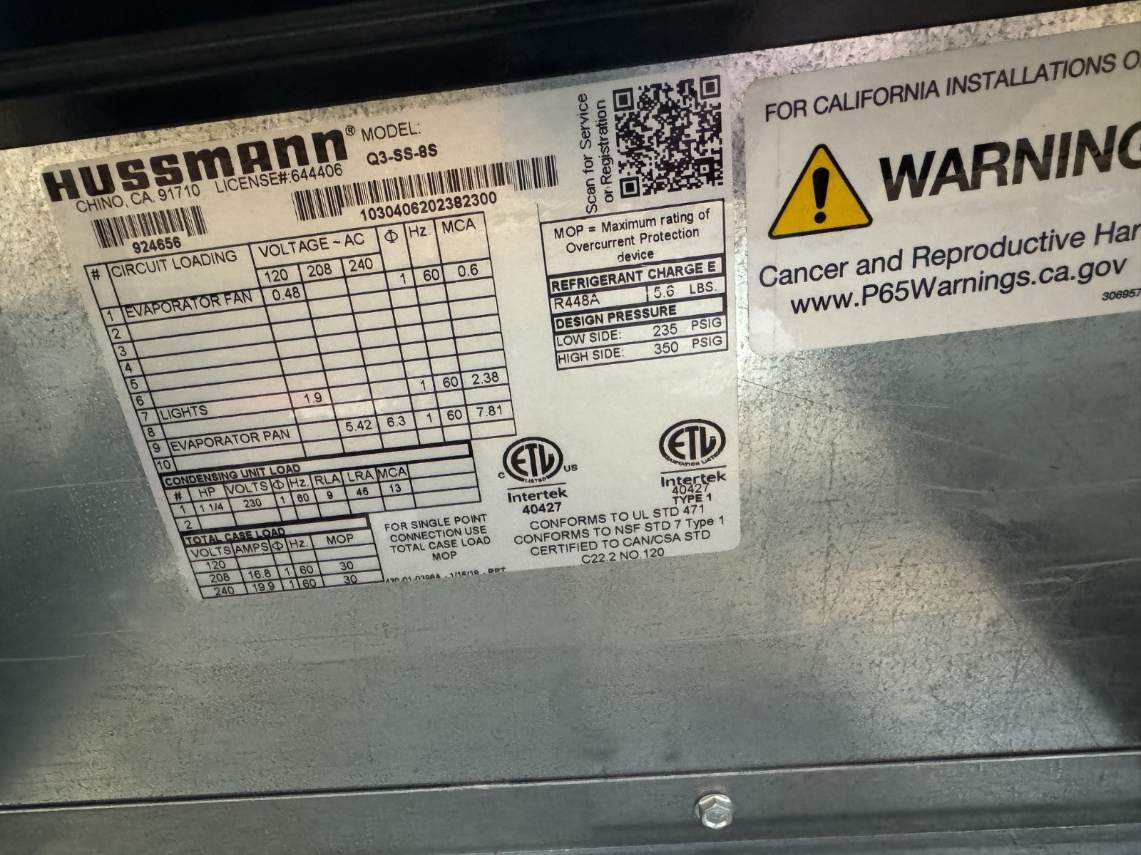 Hussmann 8ft Self-Contained Prepared Foods / Deli / Meat / Produce Case