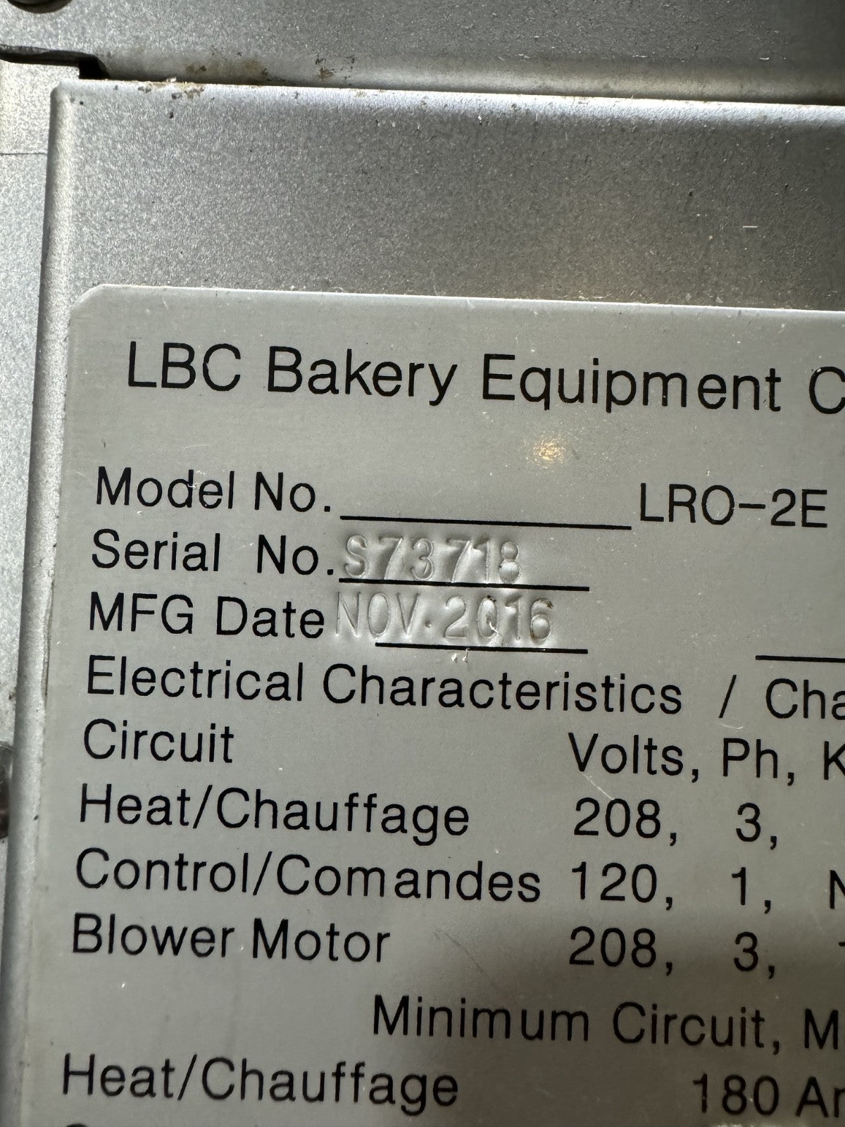 Used LBC LRO-2E Double Rack Electric Rotating Oven – 208V 3 Phase