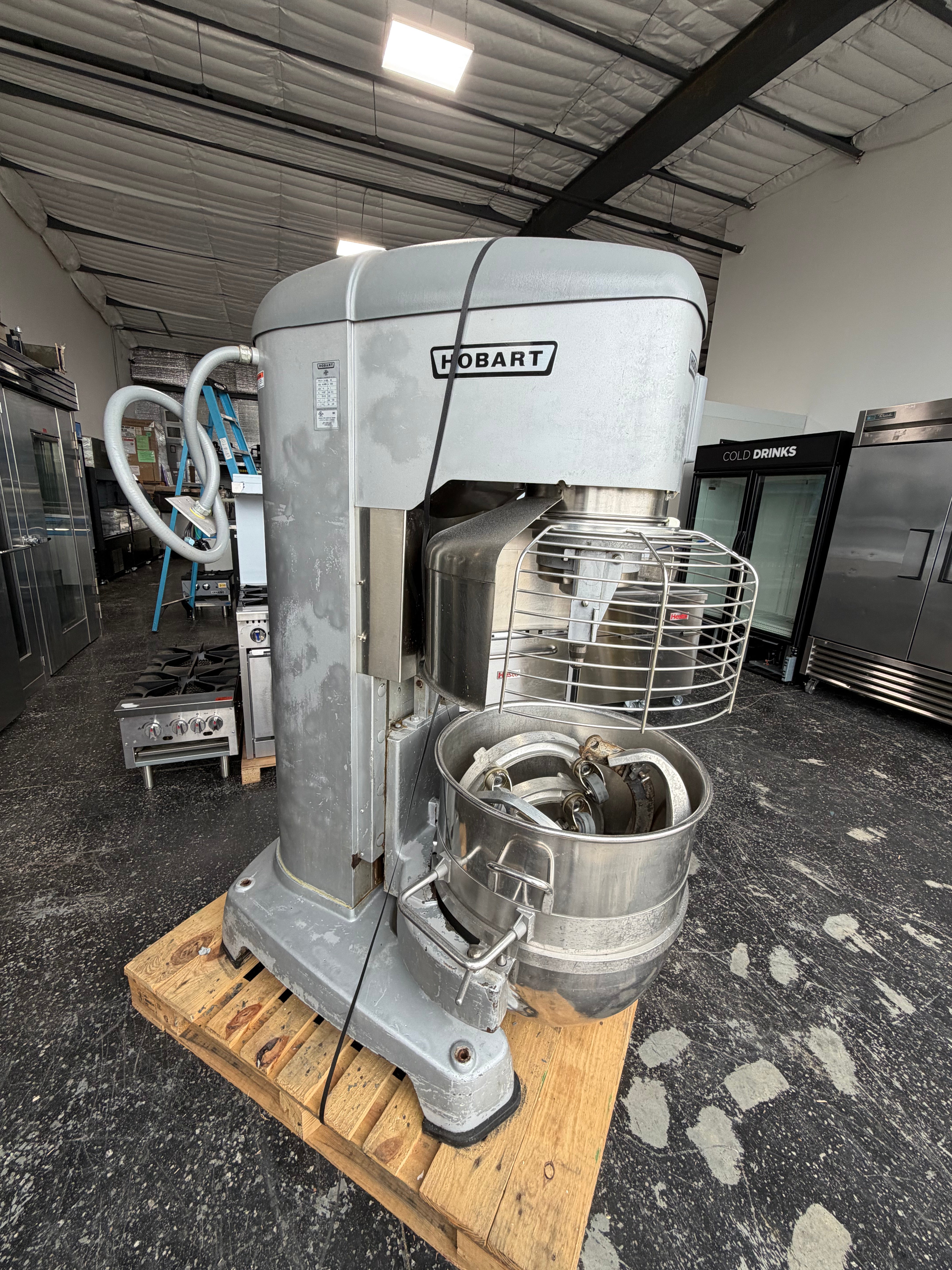 Used Hobart HL1400N heavy duty commercial planetary mixer for bakery and food processing