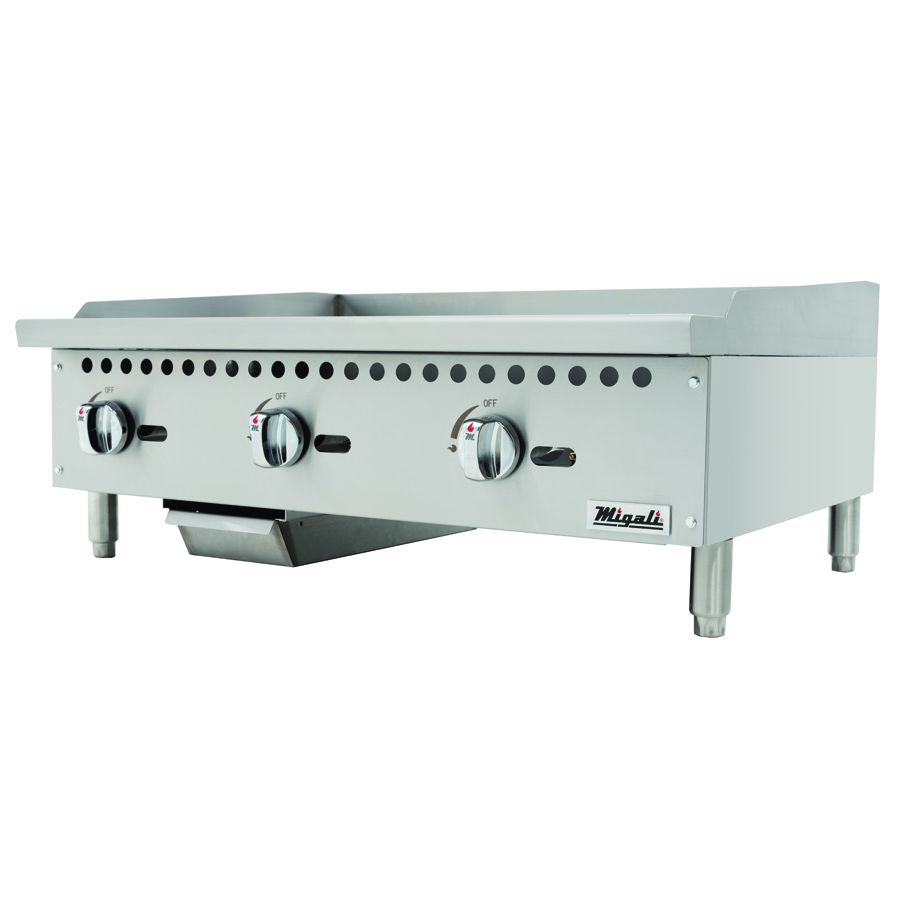 Migali C-G36 36″ Manual Gas Griddle – 90,000 BTU (3 Burners)