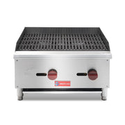Commercial Charbroiler, WESTLAKE 24" Gas Countertop Radiant Charbroiler 2 Burner Char Broiler- 60,000 BTU