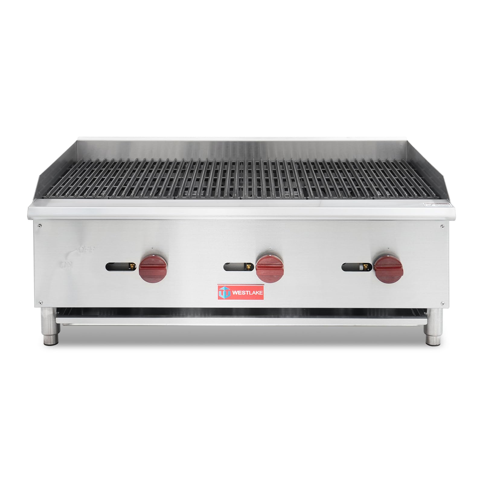 Commercial Charbroiler, WESTLAKE 36" Gas Countertop Radiant Charbroiler 3 Burner Char Broiler- 90,000 BTU