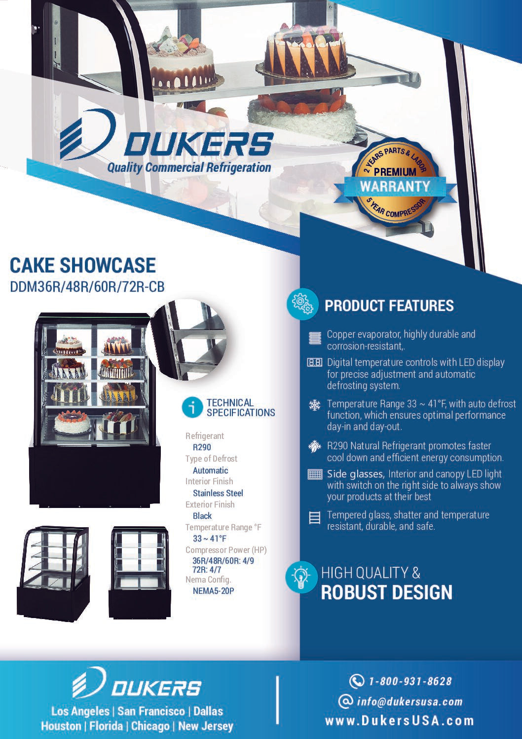 DDM36R-CB Curved Glass 36″ Cake Showcase