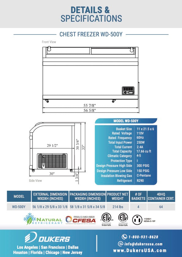 WD-500Y Commercial Chest Freezer in White